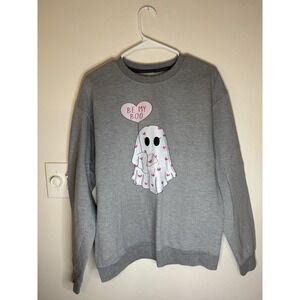 Halloween Ghost Be My Boo Gray Crewneck Sweatshirt